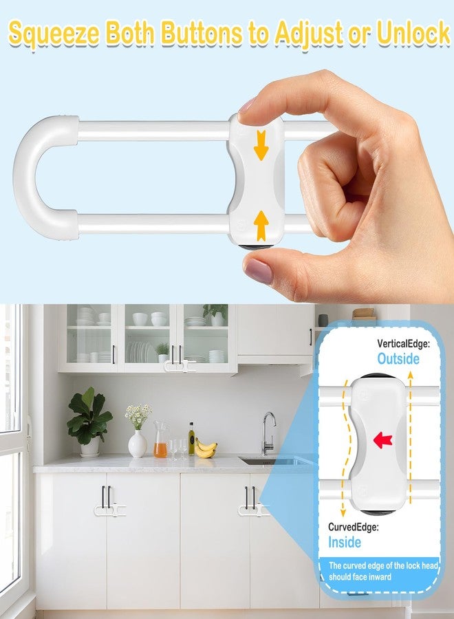 Modacraft 10 Pcs Sliding Cabinet Latches, U Shaped Cabinet Door Locks, Baby Cabinet Safety Latches for Baby Proofing, No Drilling Tool-Free Installation Easy to Use for Knobs or Handle Double Door - Image 5
